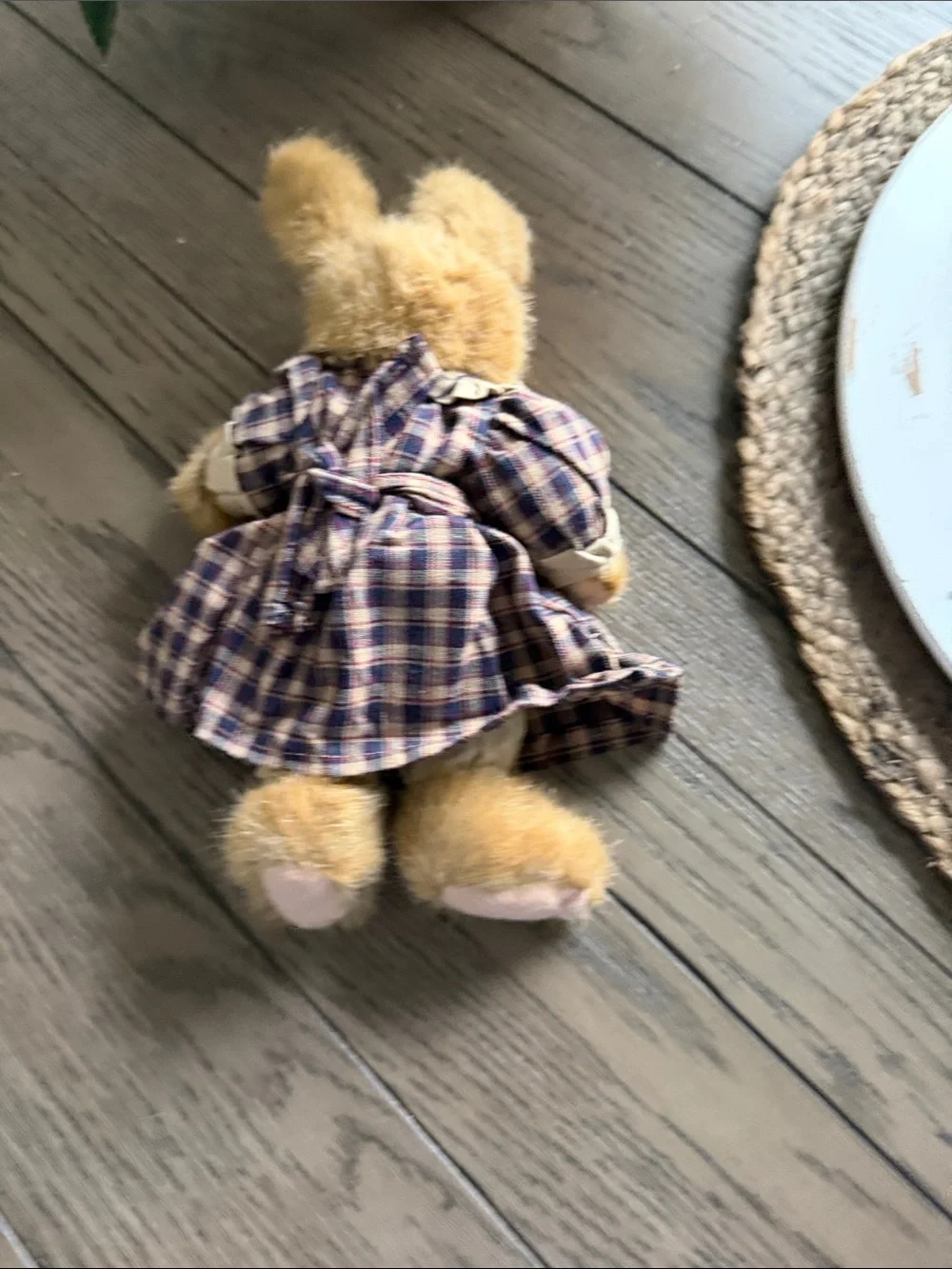 Boyds Bears Brown Plush Bunny in Plaid Dress